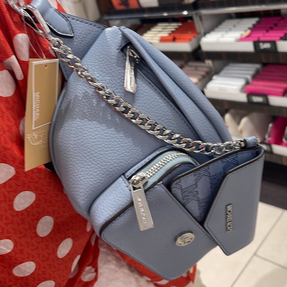 Michael Kors Maisie Lg Leather 2-in-1 Sling Pack Fanny Waist Bag Crossbody Belt - Picture 12 of 16